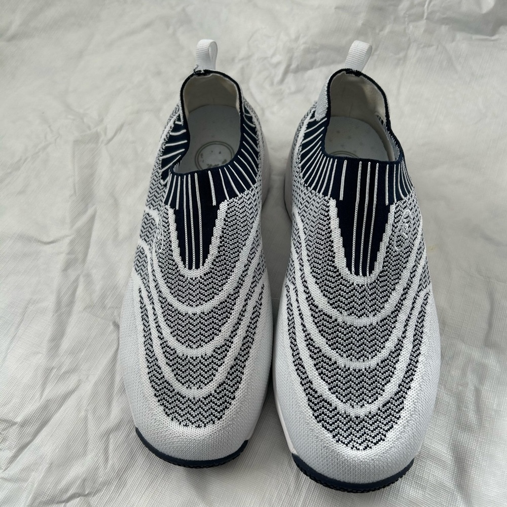 Propet Black and White Knit Slip-On Shoe - Picture 7 of 7